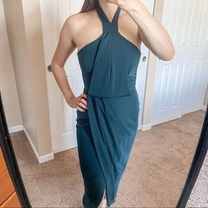 Shona Joy Knot Draped Midi Halter Dress 4